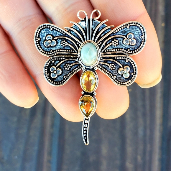 New Multi Gemstone 925 Silver Dragonfly Ring. - Picture 11 of 11